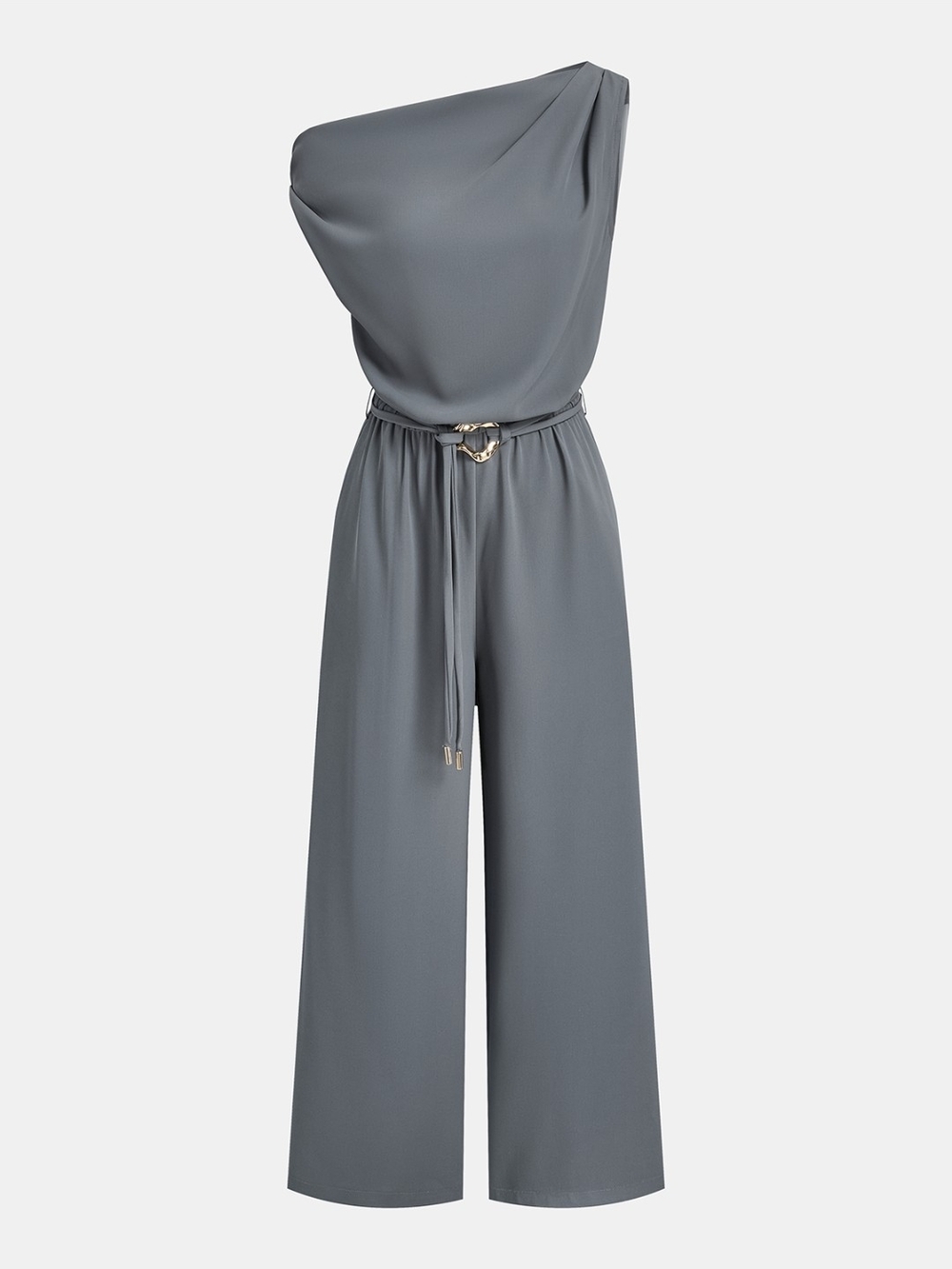 Commense One-Shoulder Wide-Leg Jumpsuit in Gray